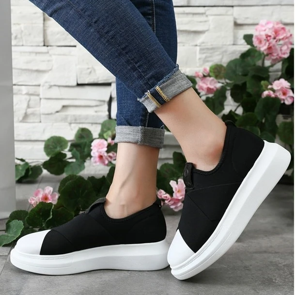 

Small White Shoes 2021 Fashion Women's Clogs Platform Casual Female Sneakers Shallow Mouth Round Toe Flats Slip-on Modis Creeper