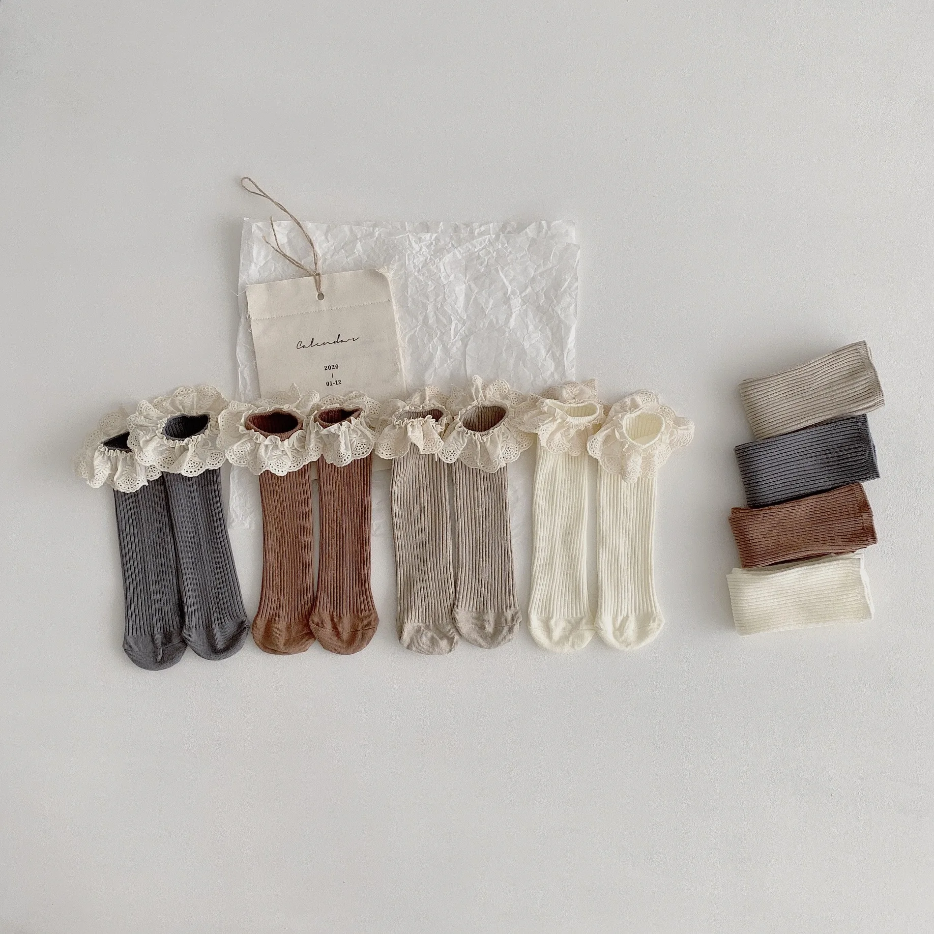 

2pcs Solid Color Children's Socks Cotton Lace Baby Socks Baby Boys Girls Long Tube Socks Newborn Kids Christmas Socks Booties