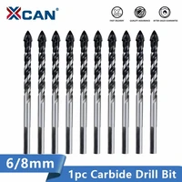 xcan tungsten carbide drill bit 6mm 8mm for porcelain ceramic tileconcretebrickglassplastic masonry and wood gun drill bit
