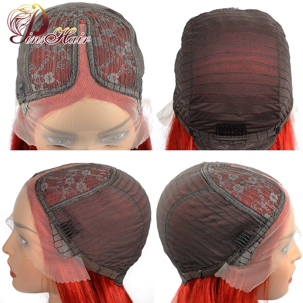 Colored Red Lace Front Wig Human Hair Wigs Straight Lace Frontal Wig 99J Burgundy Lace Front Wig Pre Plucked Brazilian Remy Hair