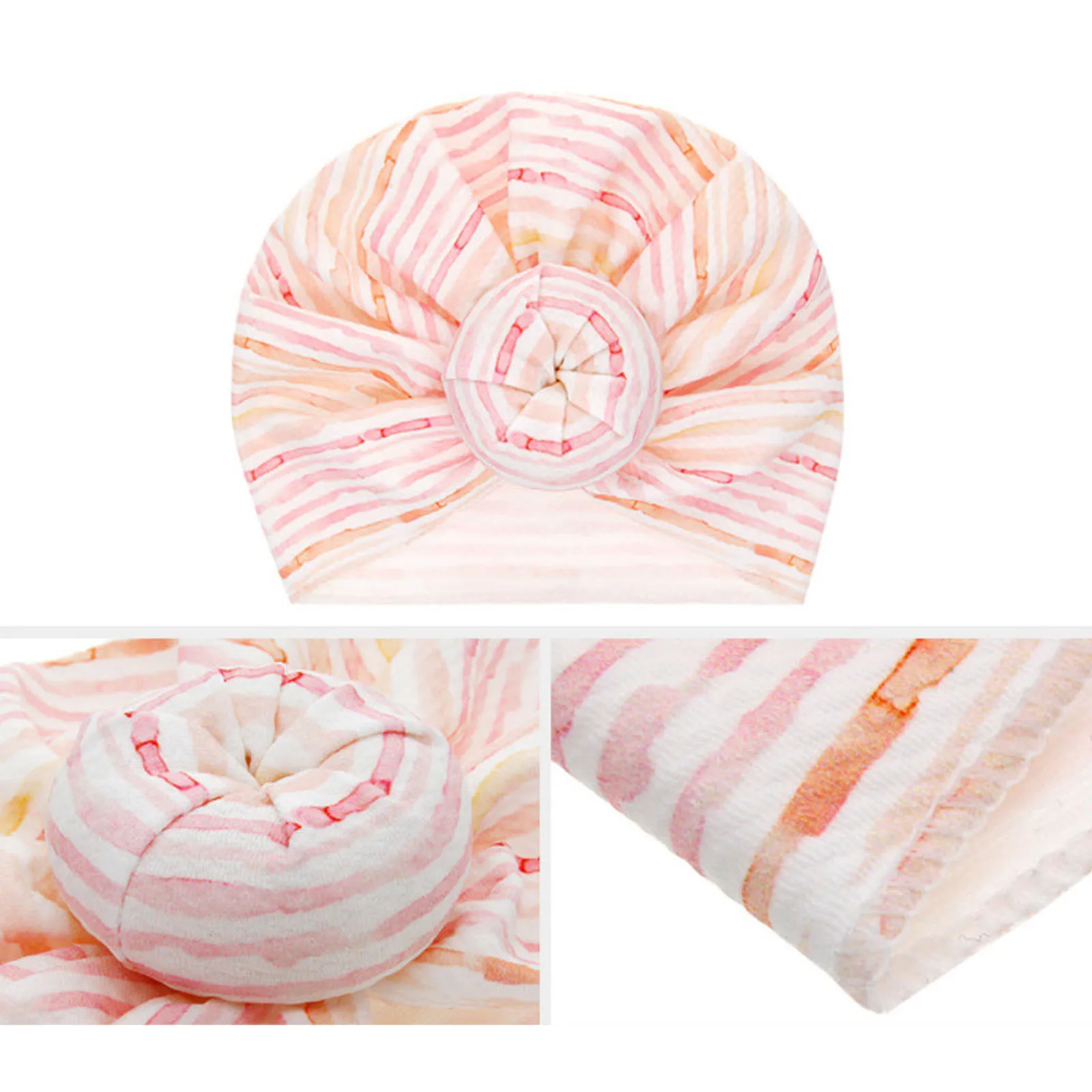 

3PC Newborn Baby Girl Floral Print Hat Headwear Beanie Turban Hat Accessories Infant Headbands Cotton Kont Turban Headband