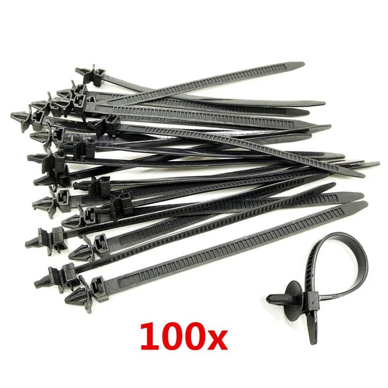 

100pcs Set Bundled Wire Bands Mixed Cable Tie Bundled Wire Band Car Wire Harness Line Fastener Strap Clip