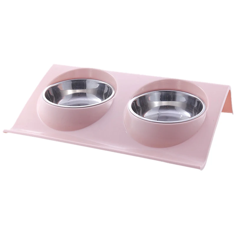 

Pet Double Bowls Food Water Feeder Stainless Steel Cat Food Bowl for Dog Puppy Cats Pets Supplies Feeding Dishes S/M