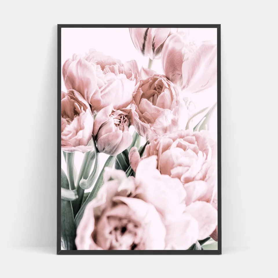 

Wall Art Canvas Painting Nordic Flowers Posters Print Blush Tulip Wall Pictures For Living Room Modern Pictures Decor