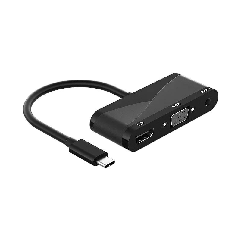 Адаптер 3 в 1 USBC-HDMI 4K 30 Гц USB 3.1 Тип C аналогичен VGA 1080P HDTV 5 мм аудио-и видеоконвертеры