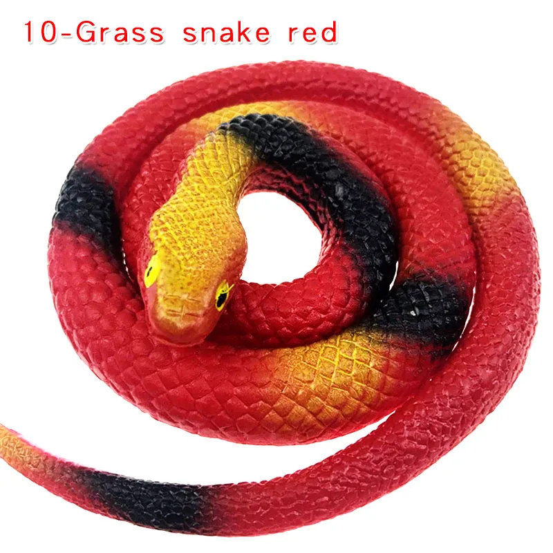 10-Grass snake red Моделирование мягкая резиновая игрушка "Змея" модель страшная поддельная змея хитрая пародия розыгрыш на Хэллоуин реквизит подарки Декор дети кляп шутки шалость игрушки - Цвет: 10-Grass snake red