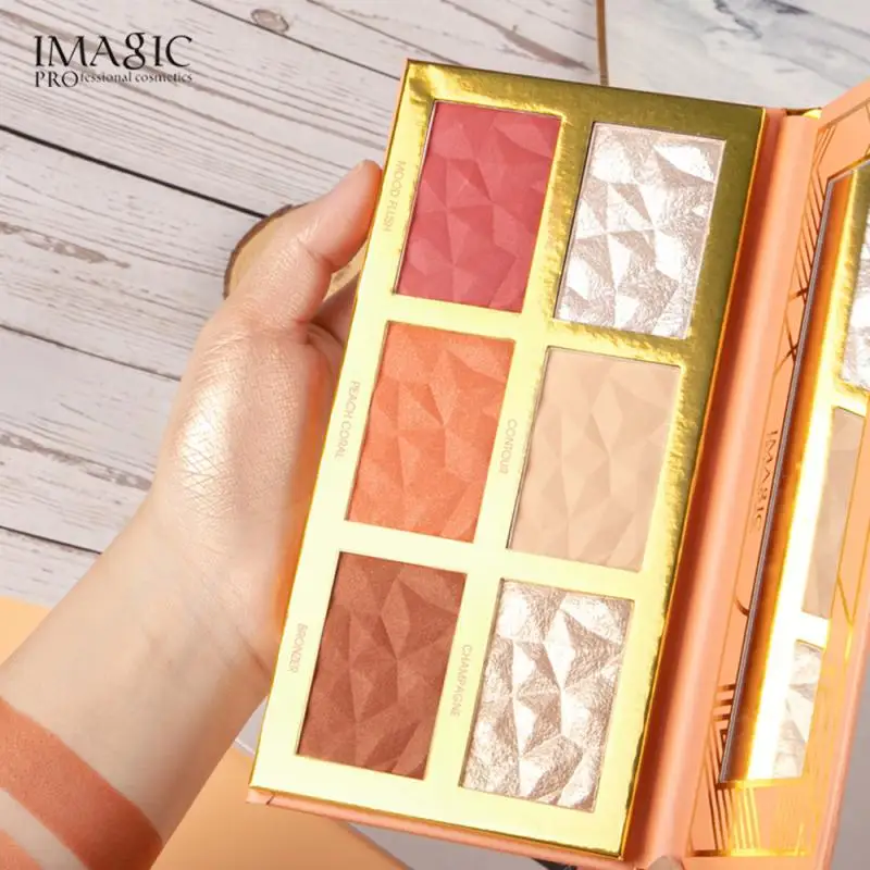 

6 Colors Highlight Blush Trimming Palette Shadow Hairline Blush Face Brightening Blush Long-Lasting Waterproof Bronzer Cosmetics