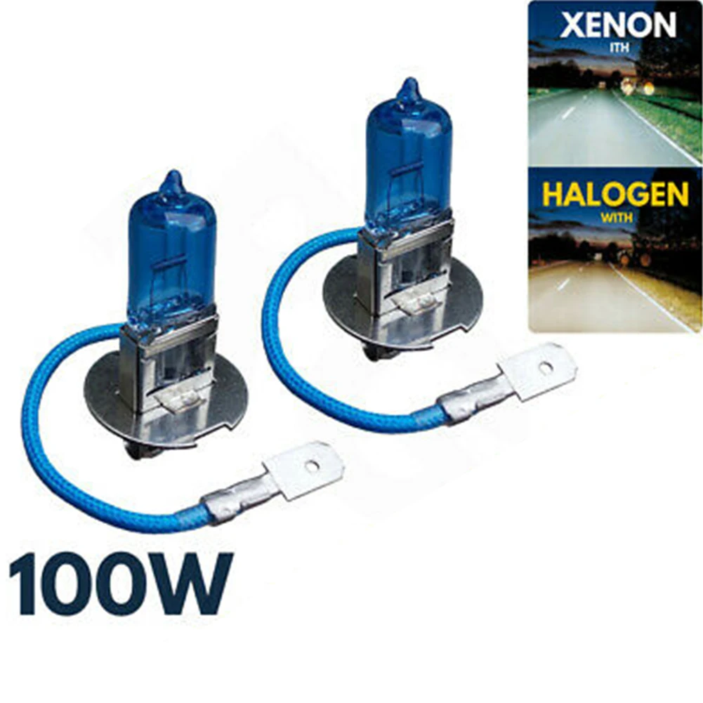 1 Pair H3 Xenon White 100W 12v Halogen Headlight 453 Fog Light Car Bulb White Super Bright Driving DRL Auto Lamp