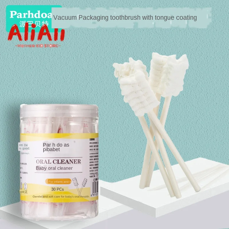 Baby Toothbrush Tongue Cleaner Infant Clean Disposable Gauze Oral Cleaning Stick 30PCS | Мать и ребенок