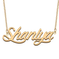shaniya name necklace for women stainless steel jewelry gold plated nameplate pendant femme mother girlfriend gift