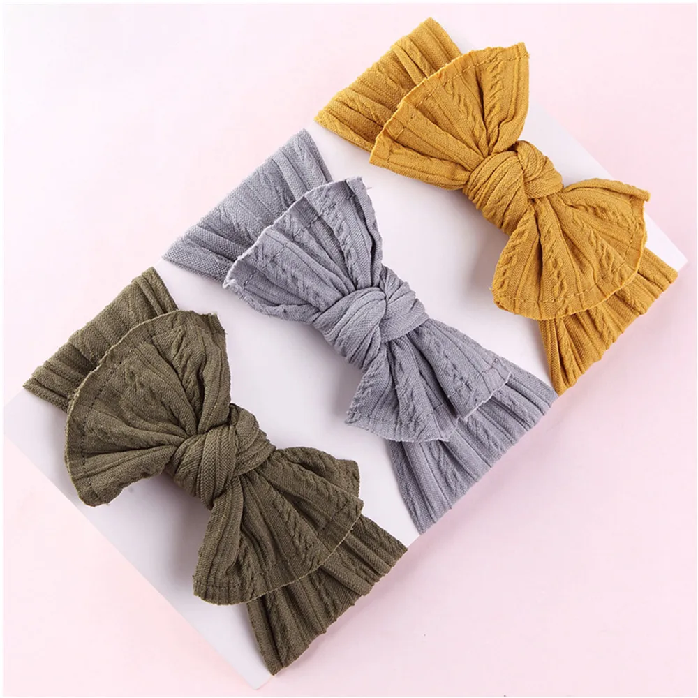 120 шт./лот детские повязки на голову с бантом нейлоновые широкий нейлоновый