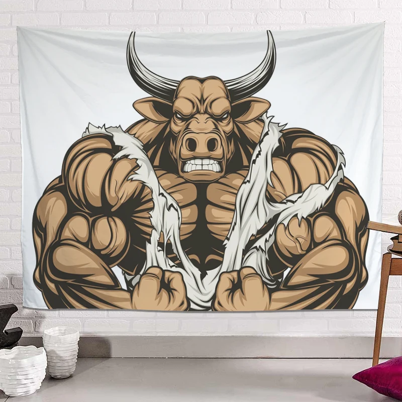 Home Gym Hanging Cloth Muscle Animal Wall Dormitory Bedroom Bedside Decoration Mural Hippie Tapiz Gobelin | Дом и сад