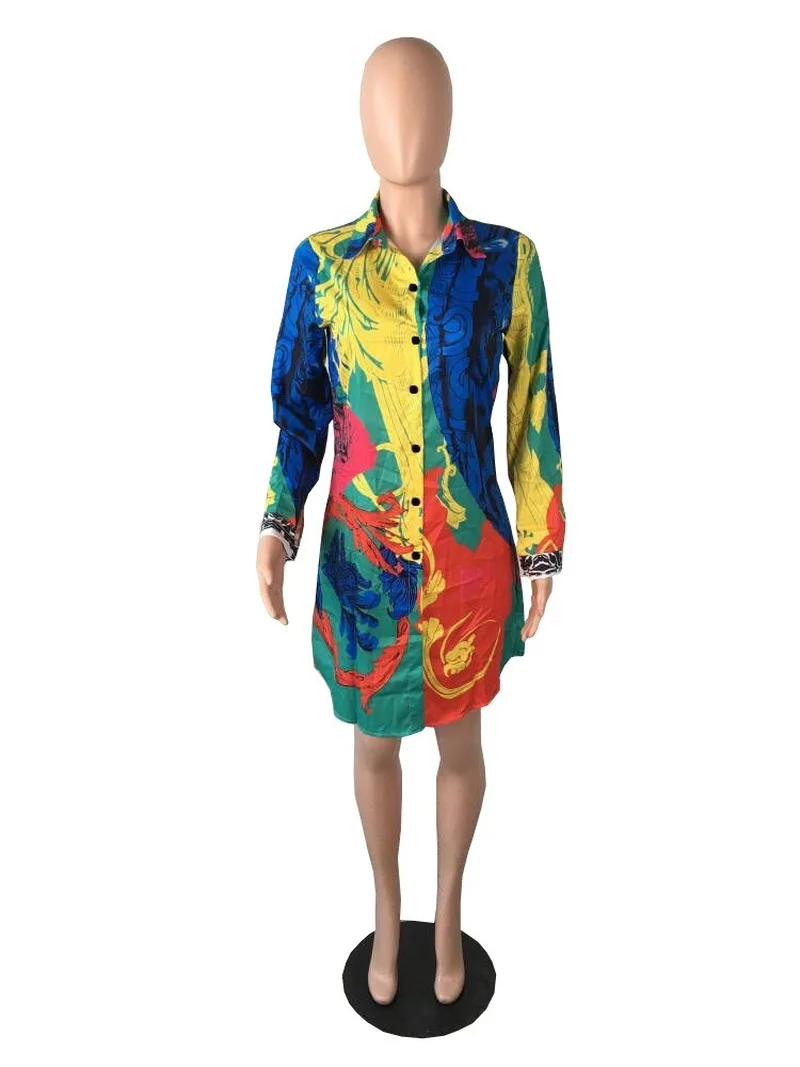 

Donsignet Women Shirts New Printed Dress Women's Loose Shirt Top Autumn Turn-down Collar Long Sleeve Ladies Tops Camisas Mujer