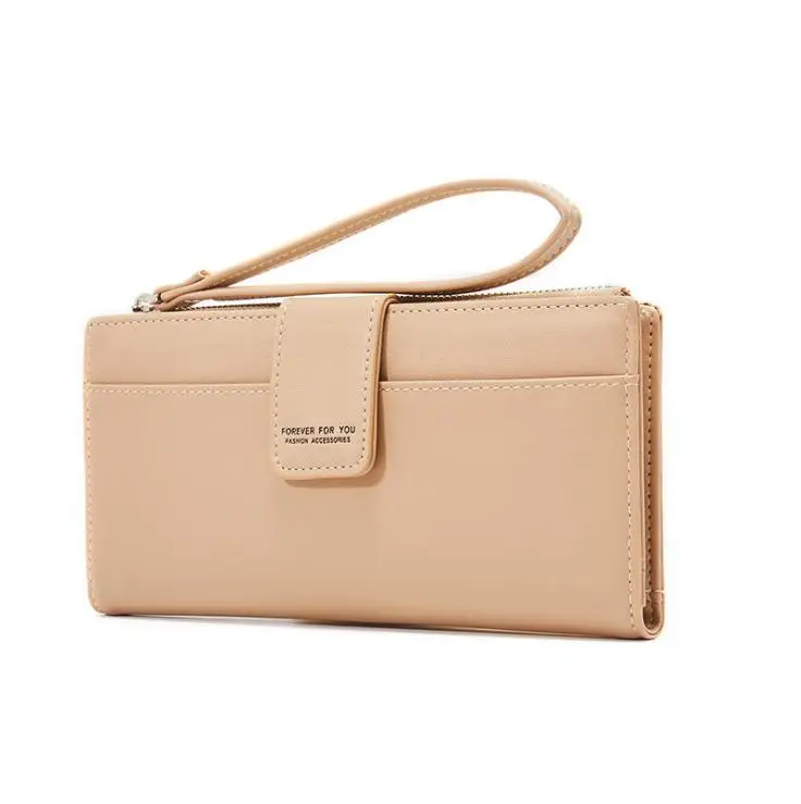 Женский Длинный кошелек из искусственной кожи с браслетом на молнии карман для