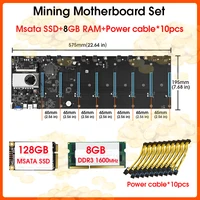 btc s37 8 gpu bitcoin cryptography ethereum mining motherboard with 128gb msata ssd%ef%bc%8c 8gb ddr3 1600mhz ram power cable set
