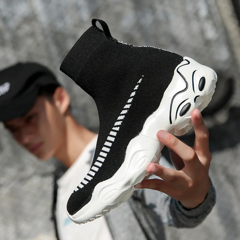 Кроссовки-носки мужские высокие дышащие легсветильник из эластичной ткани без