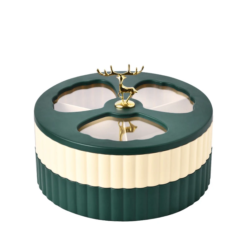 

Двухслойная настольная коробка для хранения фруктовых конфет, Круглая Коробка для хранения закусок, поднос для еды для гостиной, кухни, ...