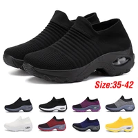 women tennis shoes 2021 breathable 5cm height increase sports sneakers air cushion female walking sock shoes thick bottom shoes