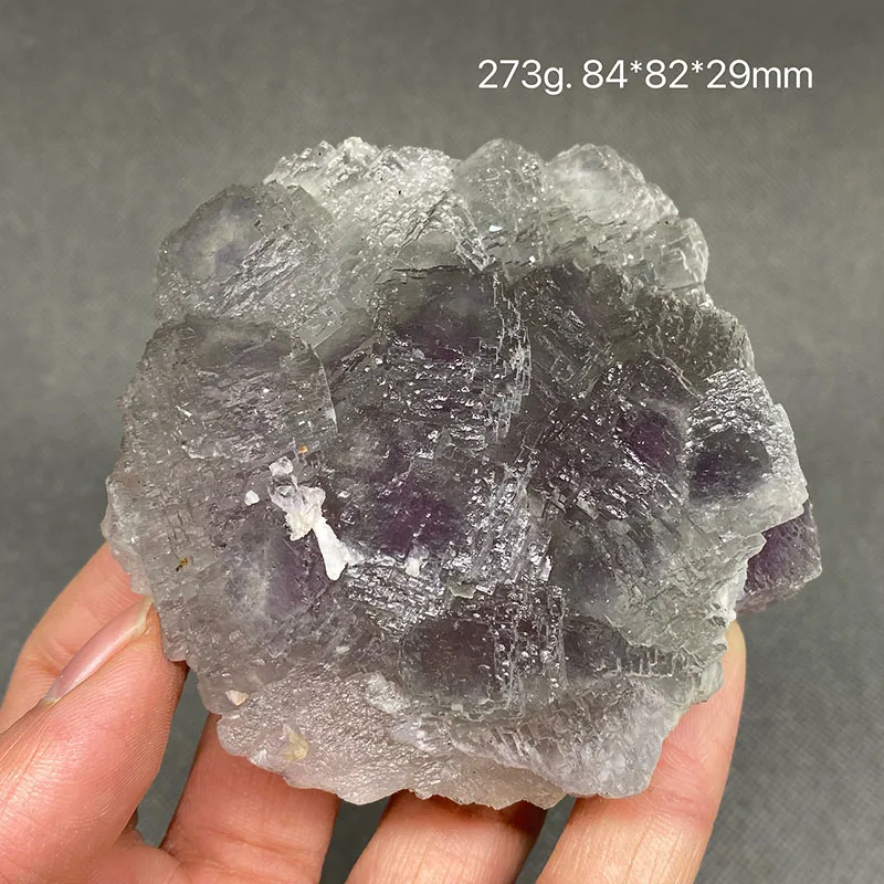 100% натуральный зеленый фиолетовый сердце ступенчатый кристалл флюорита образец