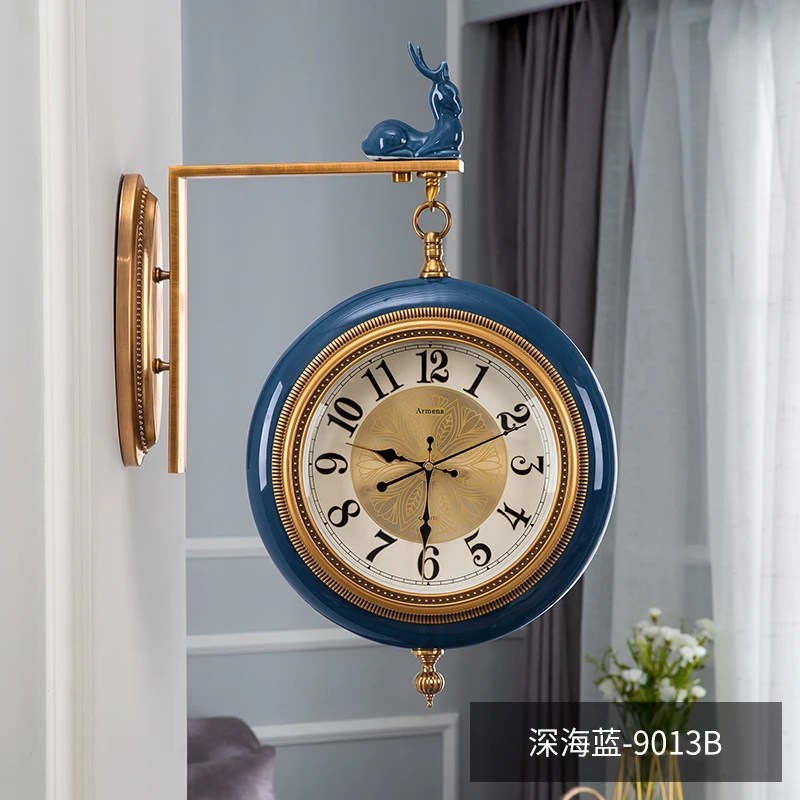 Роскошные Двухсторонние настенные часы в скандинавском стиле бесшумные