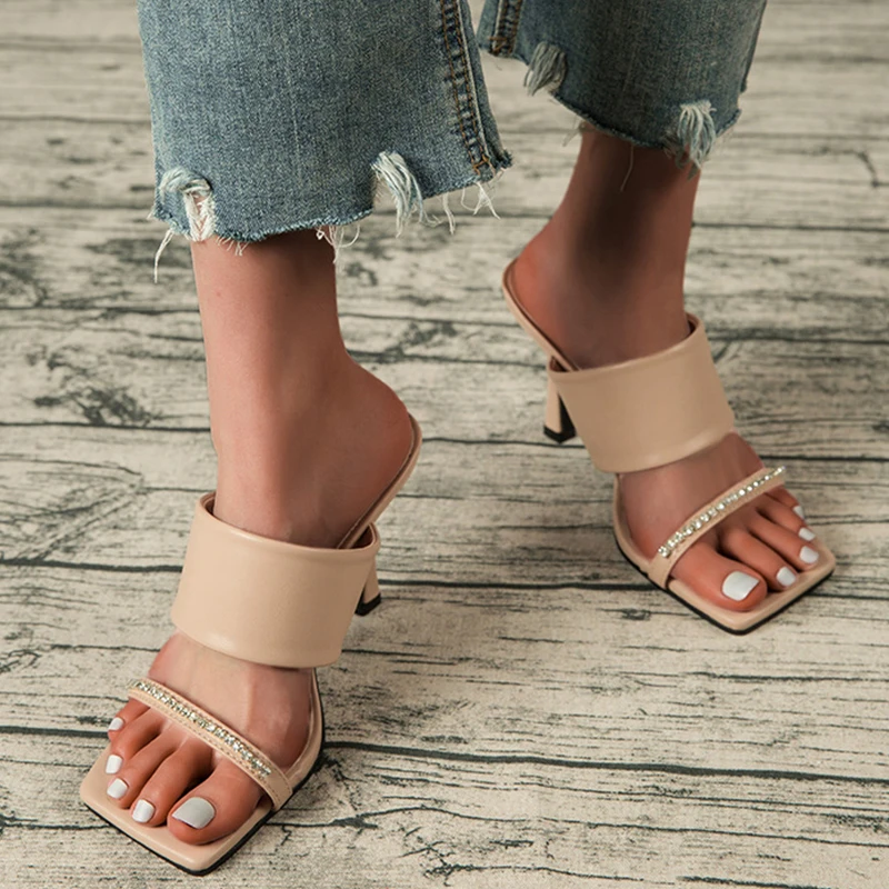 

2021 Designer Shoes Women's Sandals Women Slippers Summer Ladies Shoes Female Slides High Heels Crystal Shoe Gladiator Wedding