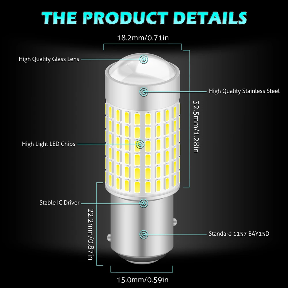 2 шт. Автомобильные светодиодные 1157 BAY15D 144 SMD красные огни стоп сигналы стояночные