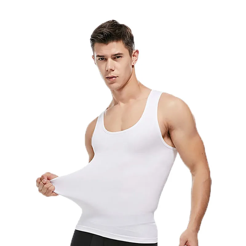 

Men Slim Body Shaper Vest Tummy Control Waist Trainer Top High Elasticity Soild Color Shapewear Seamless Body Shaping Shirt