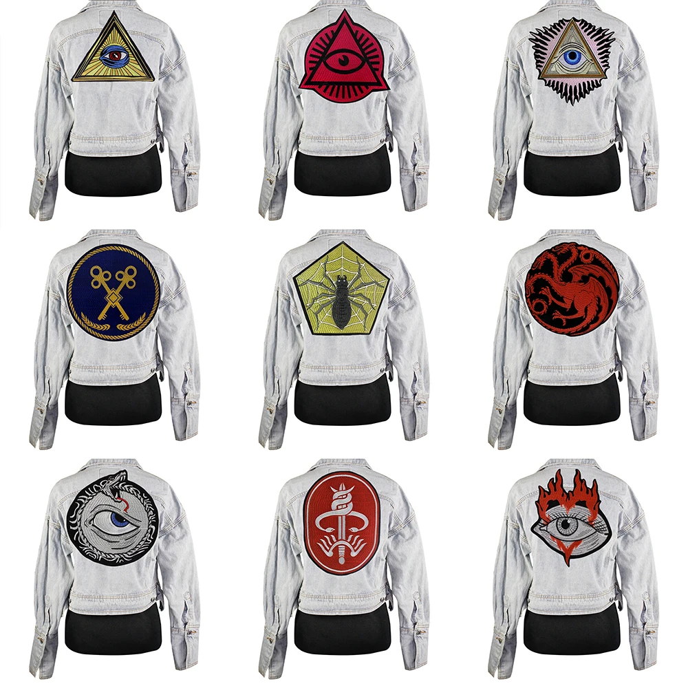 Вышивка аппликация от сглаза тканевые нашивки мотив байкерские панк джинсы