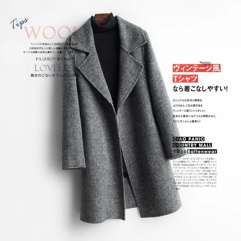 

Women's Double-sided Woolen Coat Short Plaid Woolen Coat Wool Korean Coat Women Coats and Jackets Winter Coats for Women