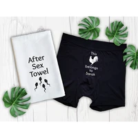 personalized funny boyfriend boxers property of underwear after sex towel christmas gift for husband second anniversary gift