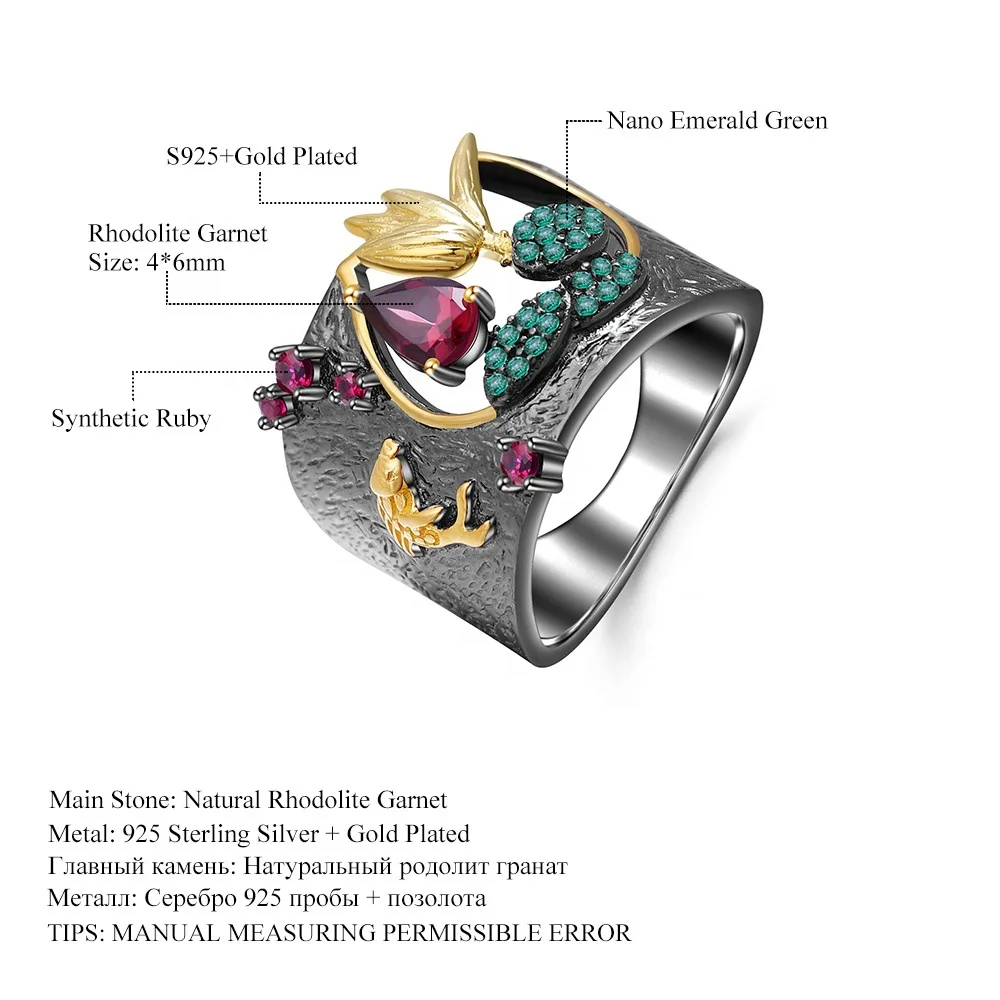 

S925 Sterling Silver color Gold and Wedding Rings for Women Silver 925 Jewelry Ruby Gemstone Bizuteria Anillos De Obsidian Rings