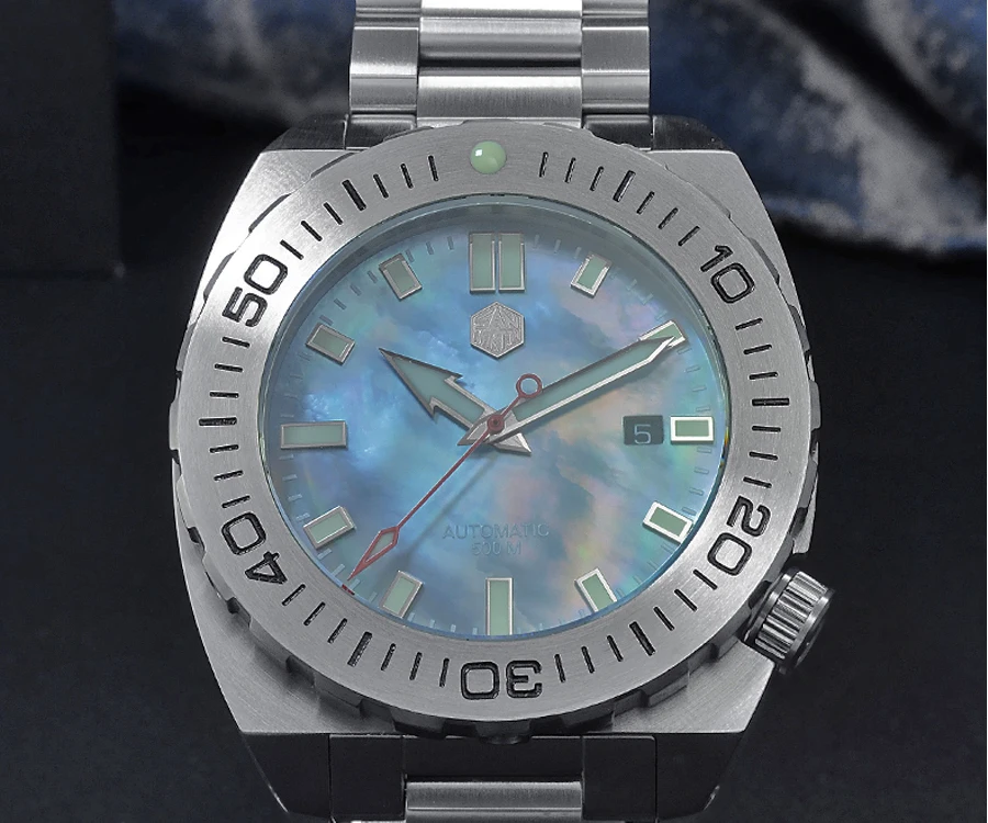 Мужские часы Lugyou San Martin Deep Sea Diver, автоматический Сапфир, водонепроницаемость 500 м, светящаяся нержавеющая сталь, ограниченная серия