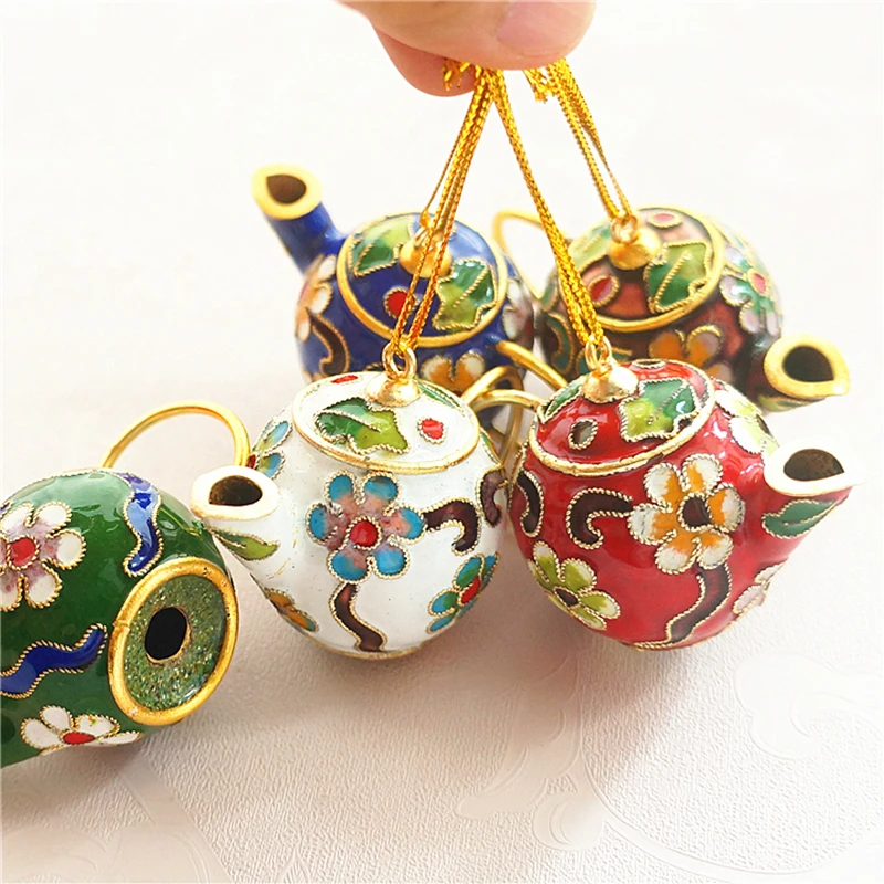 10pcs Colorful Chinese style Mini Teapot Ornaments Cloisonne Enamel Filigree Handcrafts Christmas Party Favor Gifts Decorations | Дом и сад