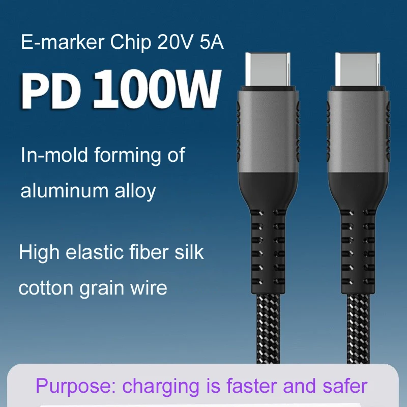 

PD 100W USB Type C to USB C Cable 5A Quick Charge 4.0 3.0 Fast Charging USB-C Type-C Cable for Samsung Xiaomi Macbook Pro Pad