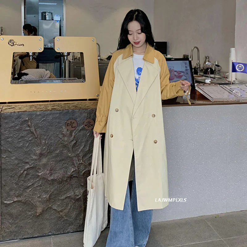 

2021 Spring Autumn New Trench Coat Korean loose Khaki Long Coat Female Trenchcoat Overcoat Hot Sell Fall Clothes