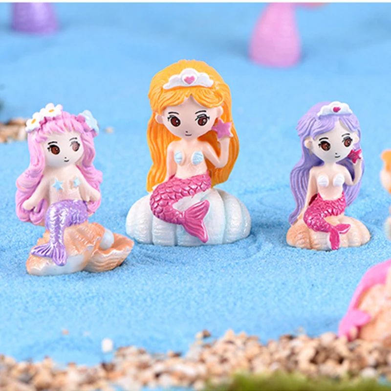 3 шт./компл. Русалка орнамент смоляные фигурки с рисунком маленькая русалочка