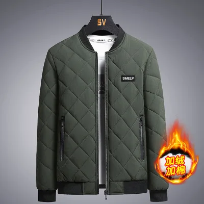 

Мужская зимняя бейсбольная куртка, однотонная хлопковая куртка на молнии, деловые Свободные теплые куртки, мужская верхняя одежда с воротн...