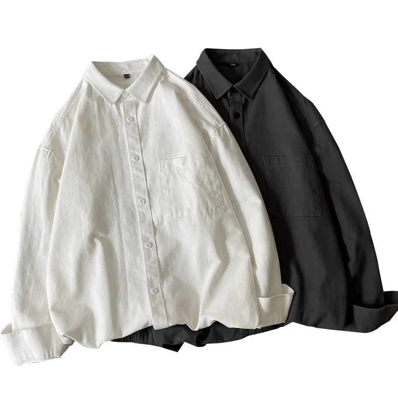 

Мужская универсальная однотонная Свободная рубашка, осень 2021