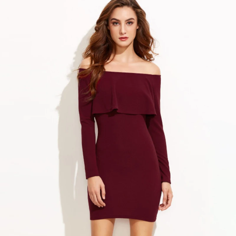 Модные женские осенние платья с длинным рукавом мини платье сексуальное