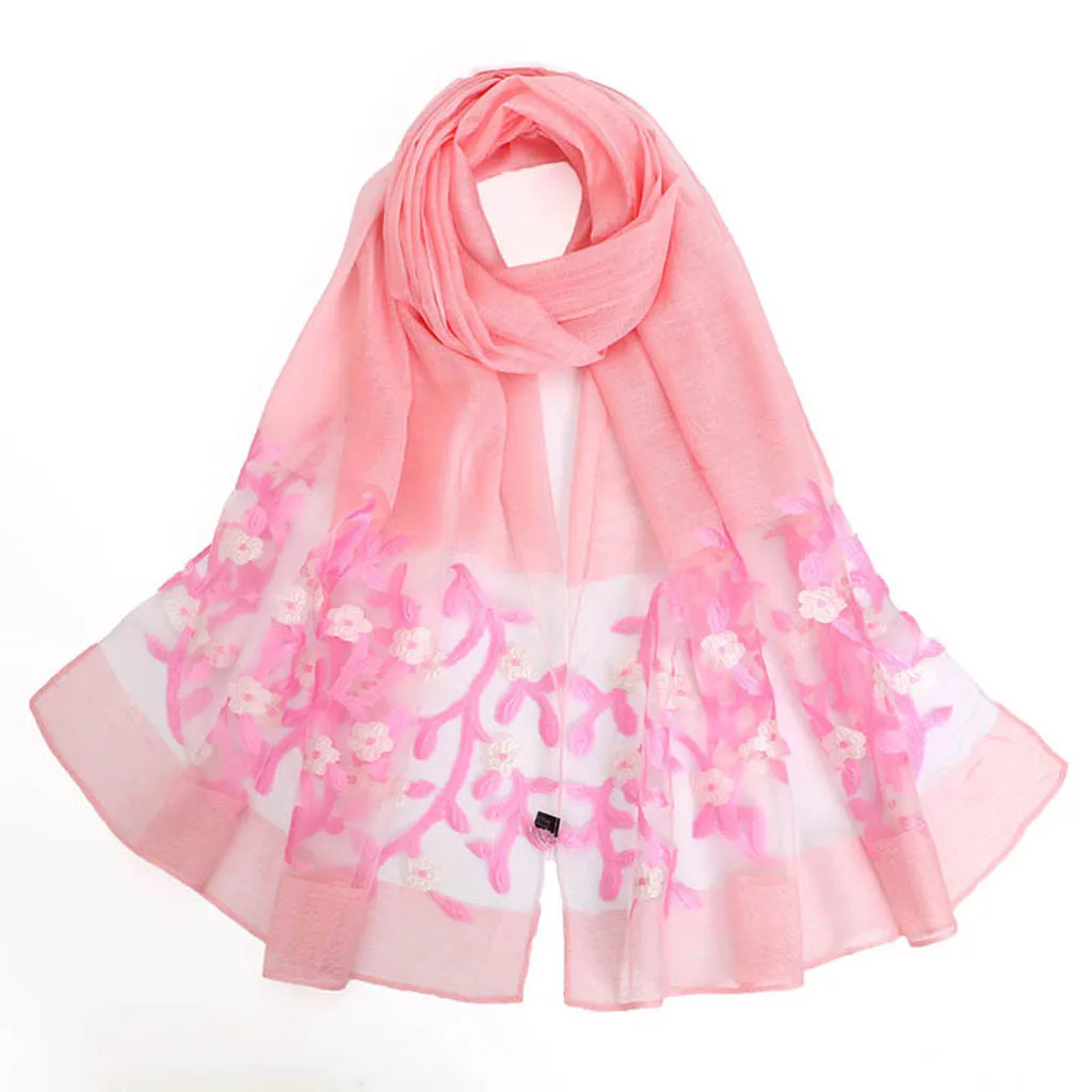 Ladies Scarves Women Flowers Printed Colorful Long Wrap Shawl Chiffon Scarf Female Hijab Autumn And Winter 19Nov05 |
