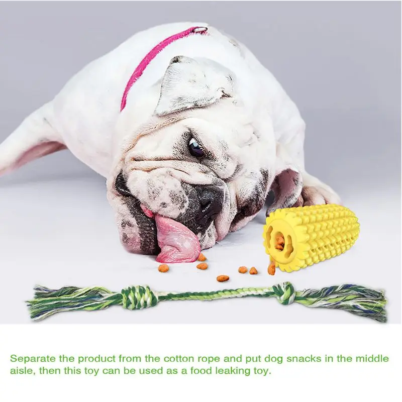 

Dog Bite Resistant Toy TPR Corn Molar Stick With Rope Puppy Interactive Play Cleaning Teeth Chew Bite Supplies