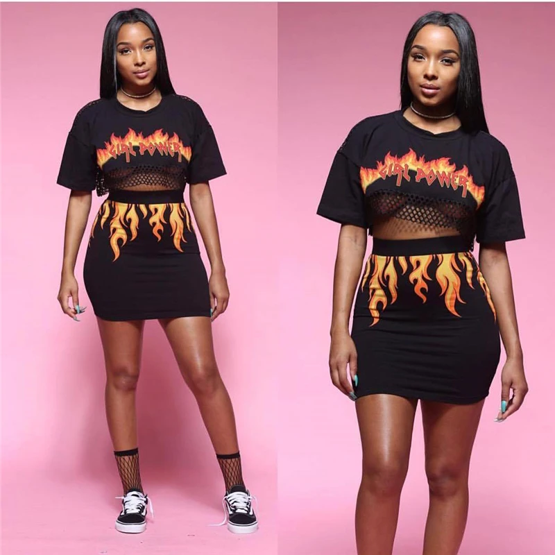 Комплект из двух предметов женский прозрачный сетчатый кроп топ и мини юбка с