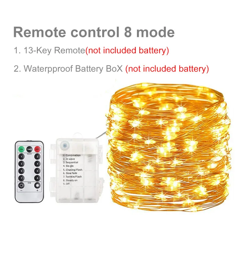 Светодиодная гирлянда с дистанционным управлением 10 м 100 светодиодов | Лампы и