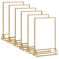 6 pcs gold sign holder acrylic double sided desktop display stand wedding table digital stand table sign rack