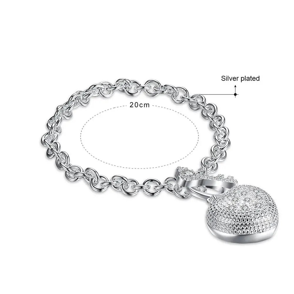 Женский серебряный браслет с подвеской-сердечком |