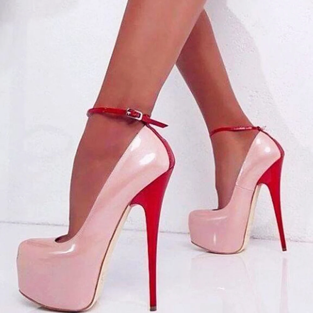 

Minan Ser MEW,Shoes, women's pumps heel shoes, 16cm high light pink with red sexy heels, large size women's shoes
