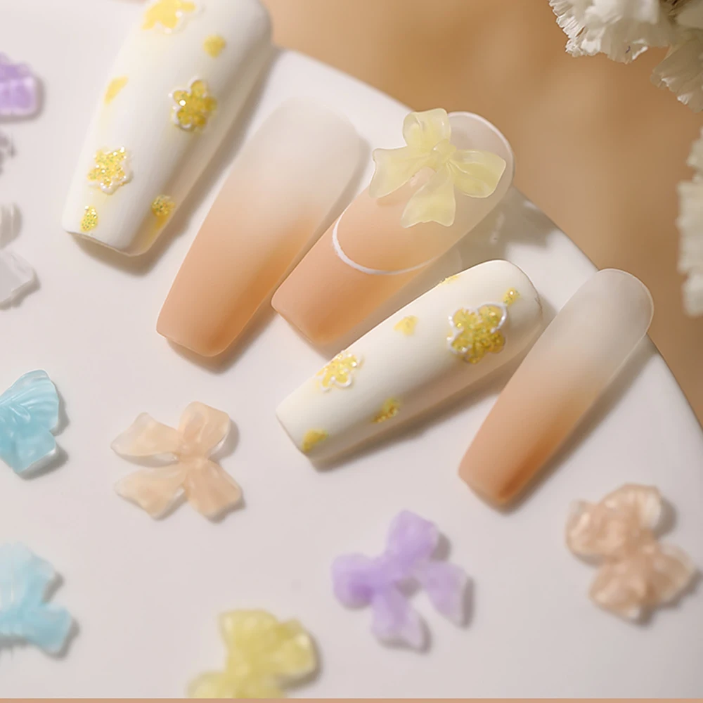 

10 Pieces of 3D Crystal Bow Nail Art Decorations Transparent Nail Accessories Nail Accessories Manicure Tools