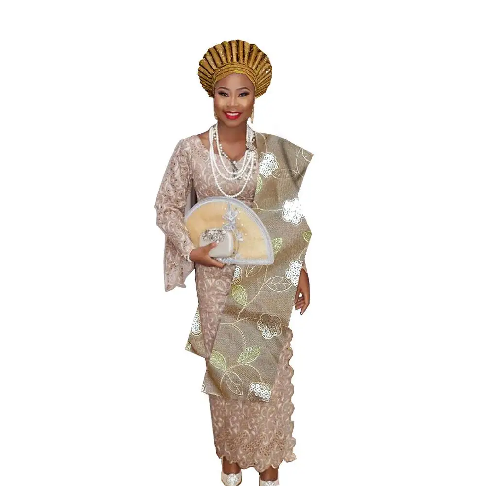 Нигерийский геле головной убор aso oke с плеча геле тюрбан для женщин - Цвет: as pic
