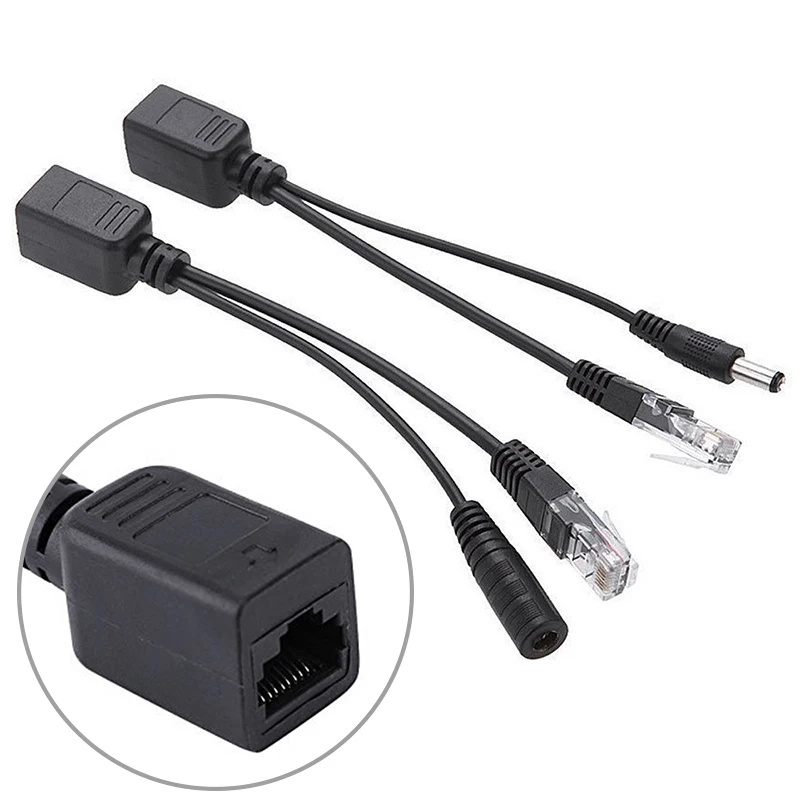 Горячая Мощность Over Ethernet PoE адаптер-форсунка Сплиттер Комплект кабель RJ45