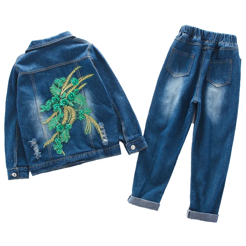 

Fashion children's clothing girls autumn clothing 2021 new denim suit spring and autumn fashion children's three piece set